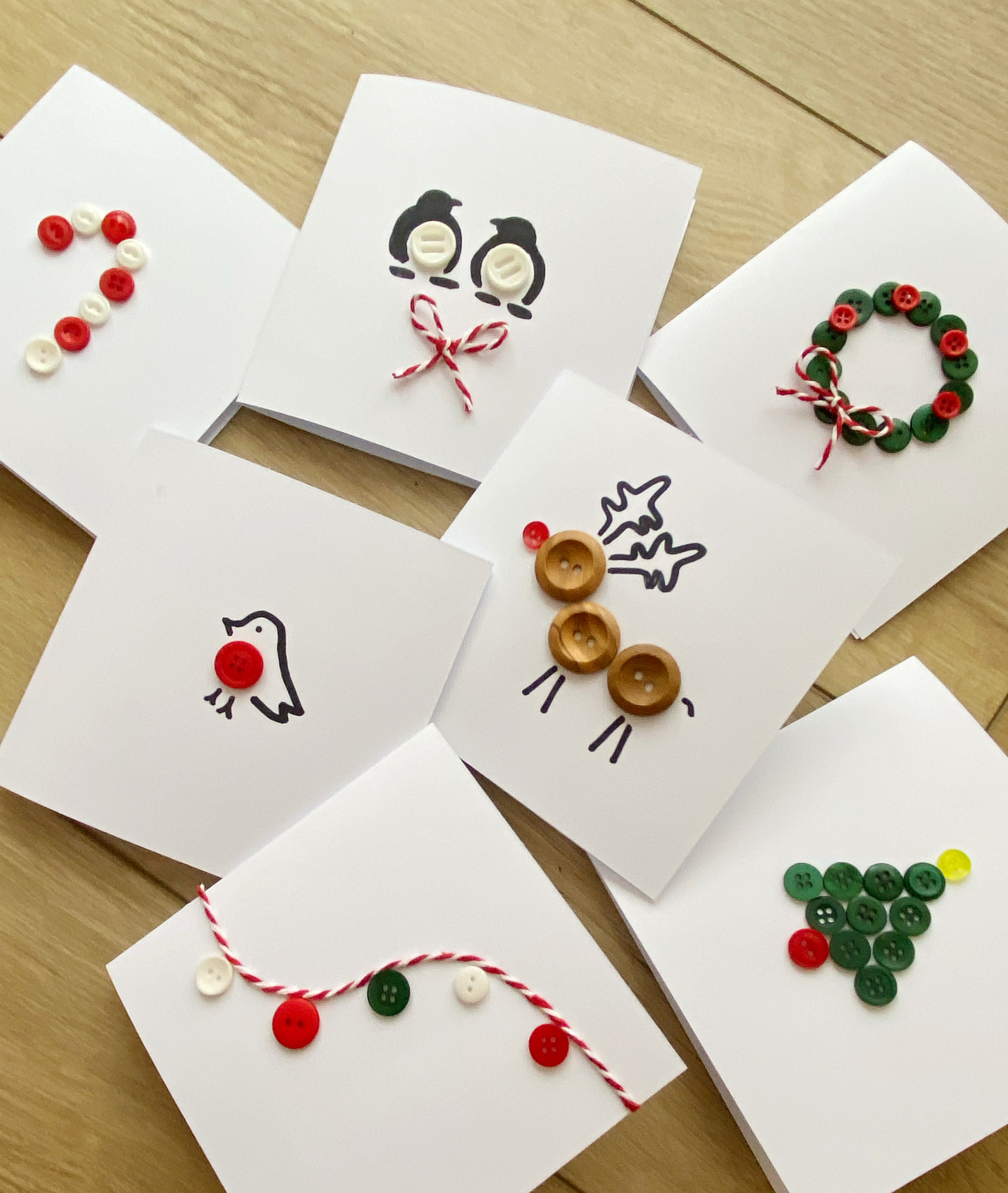 A selection of handmade Christmas cards.